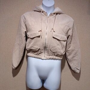 Love Tree Beige Corduroy Utility Jacket Size S New